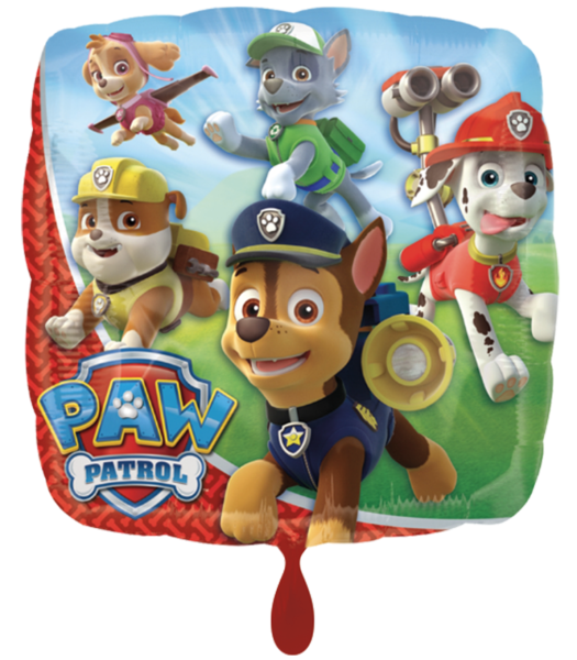Folienballon eckig, rot - Paw Patrol - ø 45cm